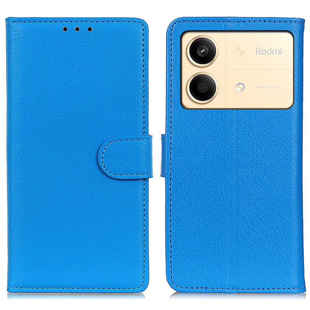 For Xiaomi Redmi Note 13R Pro 5G Leather Wallet Case Litchi Texture Phone Cover - Blue For Xiaomi Redmi Note 13R Pro 5G Leather Wallet Case Litchi Texture Phone Cover - Blue